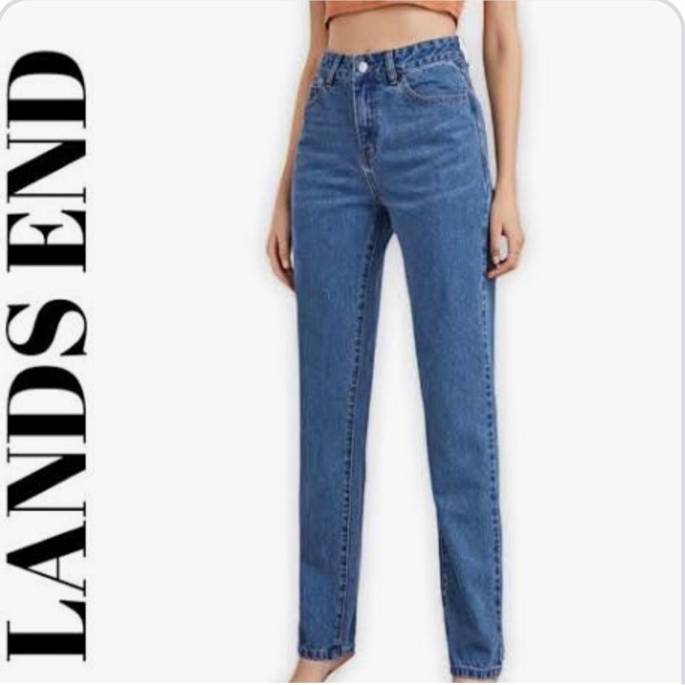 NWT Land’s End high rise straight leg jeans size woman’s 14